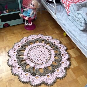 Hand crocheted mat for little girl’s room